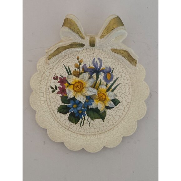 VTG BON JOUR Coasters Crack Floral Design Stand Holder 6 Piece KOREA - Picture 4 of 13